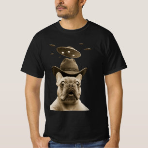 Franse Bulldog Cowboy UFO T-shirt
