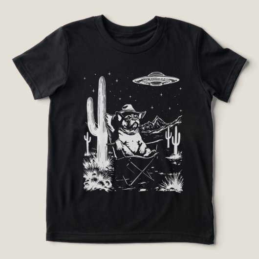 Franse Bulldog Cowboy UFO Tri-Blend Shirt (Design voorkant)