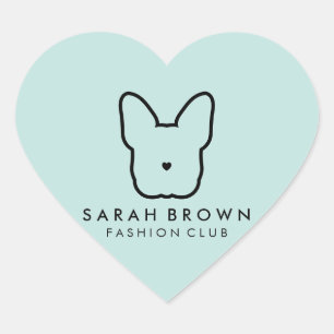 Franse Bulldog Cute Face Hart Sticker