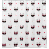 Franse Bulldog | Cute Frenchie Pattern White Douchegordijn (Voorkant)