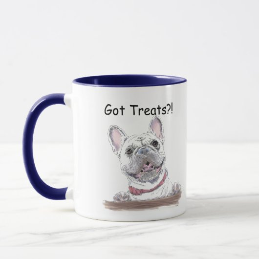 Franse Bulldog Cute Happy Tekening | Behandelde be Mok (Links)
