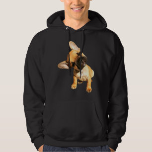 Franse Bulldog Cute Head Tilt Tri Blend Hoodie