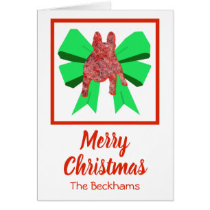 Franse Bulldog Cute Kerstmis Dog & Bow Card