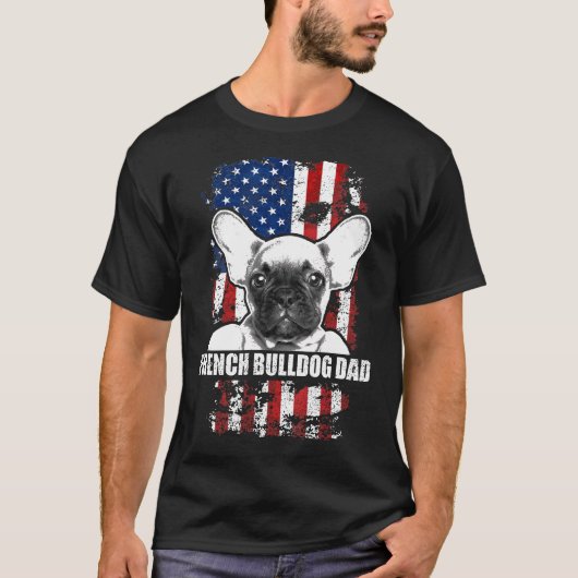 Franse Bulldog Dad Proud American Flag Dog T-shirt (Voorkant)