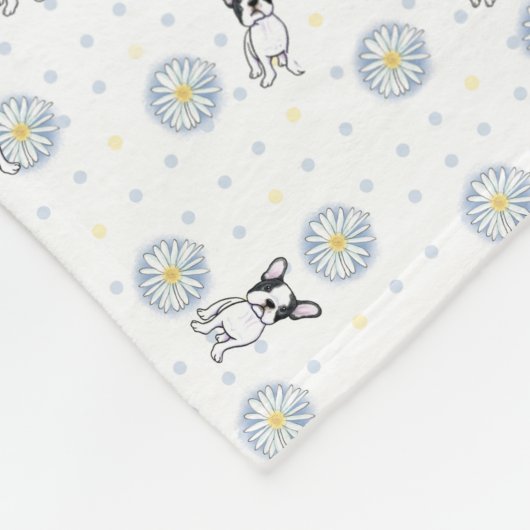 Franse Bulldog Daisies Art Desk Mat Fleece Deken (Hoek)