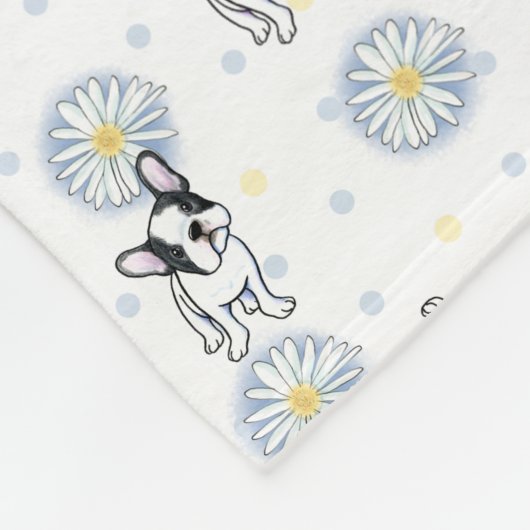 Franse Bulldog Daisy Fleece Blanket (Hoek)