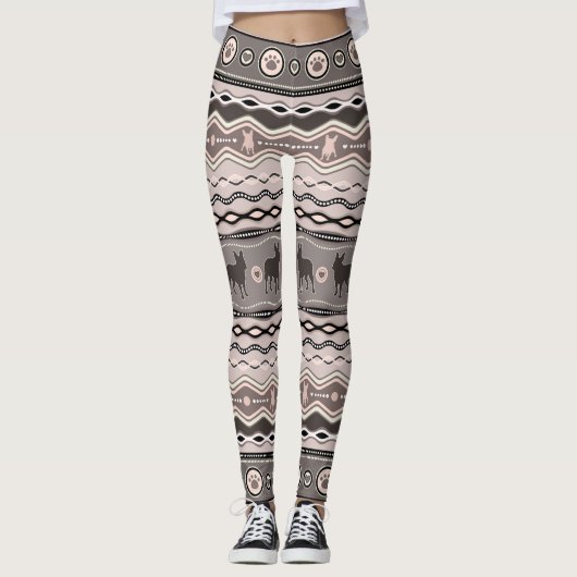 Franse Bulldog - Decoratief Patroon in pastels Leggings (Voorkant)