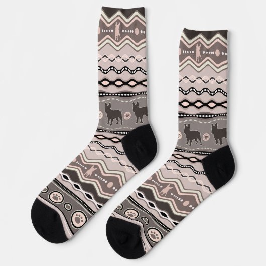 Franse Bulldog - Decoratief Patroon in pastels Sokken (Links)