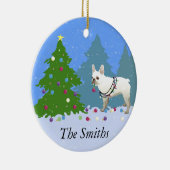 Franse Bulldog Decorting Tree in the Forest Keramisch Ornament (Rechts)