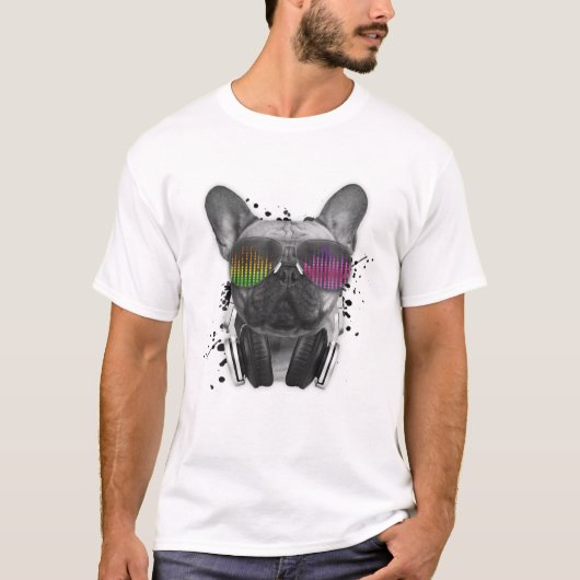 Franse Bulldog Deejay Cool DJ Hondenliefhebber Fre T-shirt (Voorkant)