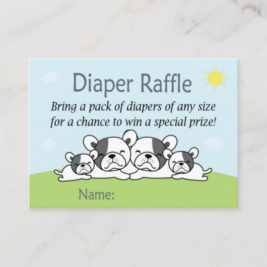 Franse Bulldog Diaper Raffle Tickets (Voorkant)