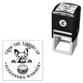 Franse Bulldog die naar Hamburger Bibliotheek Boek Zelfinktende Stempel (In situ)