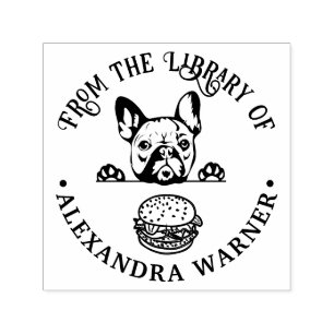 Franse Bulldog die naar Hamburger Bibliotheekboekn Zelfinktende Stempel