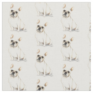 Franse Bulldog Dog Art Fabric Stof