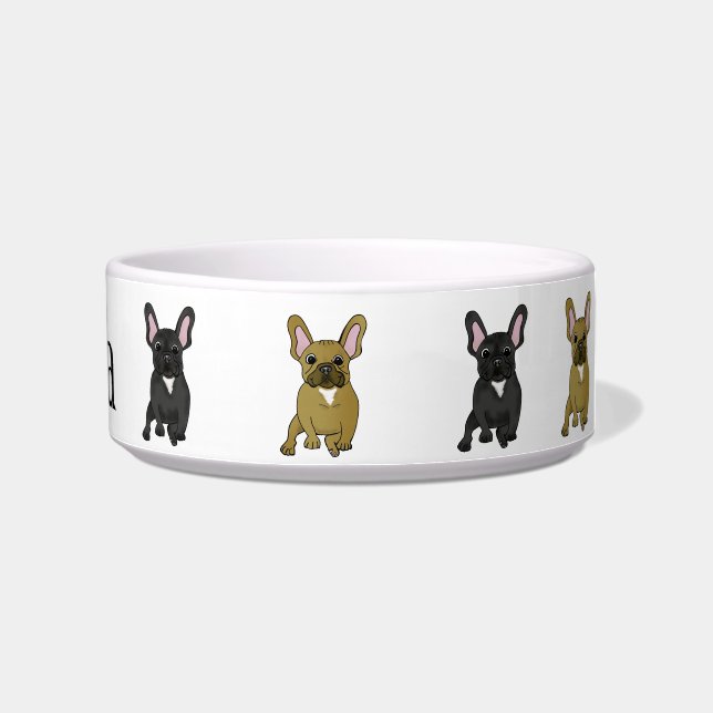Franse Bulldog Dog Bowl met persoonlijke naam Voerbakje (Rechts)