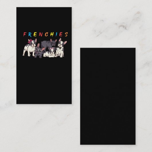 Franse Bulldog Dog Crew Hair Bow en zonnebrillen Visitekaartje (Voorkant / Achterkant)