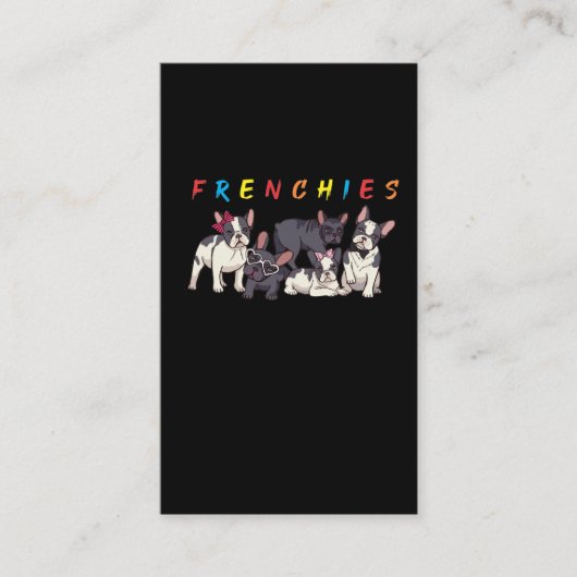 Franse Bulldog Dog Crew Hair Bow en zonnebrillen Visitekaartje (Voorkant)