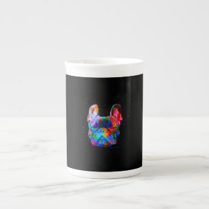 Franse Bulldog Dog Geometric Color Splash Pop Art Porselein Kop