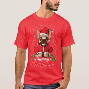 Franse Bulldog Dog Greets Merry Kerstkerstkerstker T-shirt