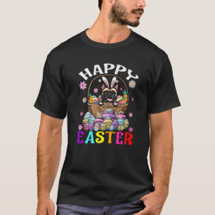 Franse bulldog Dog Happy paaster Bunny Eggs Pasen T-shirt