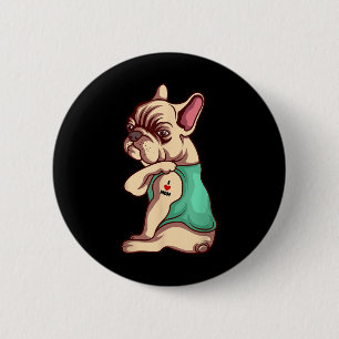 Franse Bulldog Dog I Love mama Tattoo Lover Funny Ronde Button 5,7 Cm