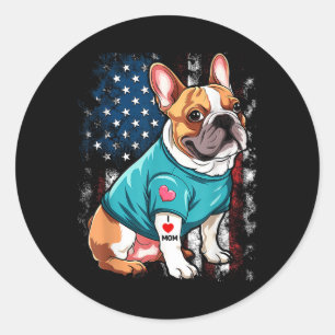 Franse Bulldog Dog I Love mama Tattoo Lover Funny Ronde Sticker