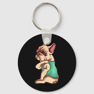 Franse Bulldog Dog I Love mama Tattoo Lover Funny  Sleutelhanger