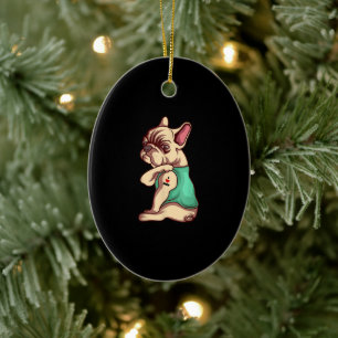 Franse Bulldog Dog I Love mama Tattoo Lover Gift Keramisch Ornament
