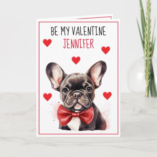 Franse Bulldog Dog I Woof You Valentijn Kaart (Voorkant)