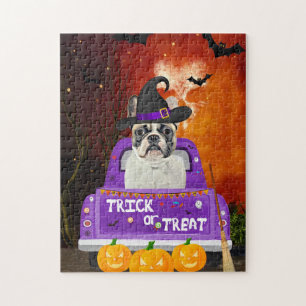 Franse Bulldog Dog in Halloween Truck Legpuzzel