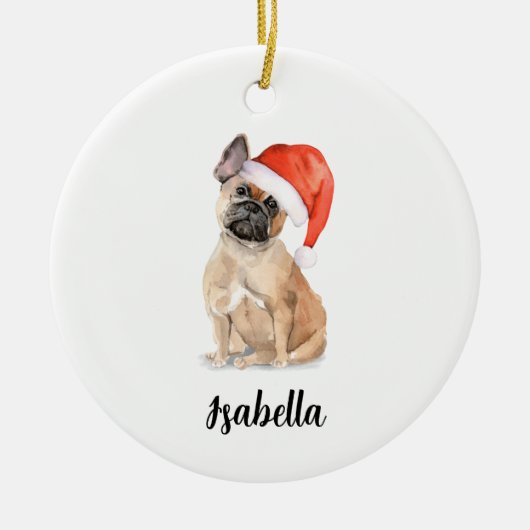 Franse Bulldog Dog Kerstmis Keramisch Ornament (Voorkant)