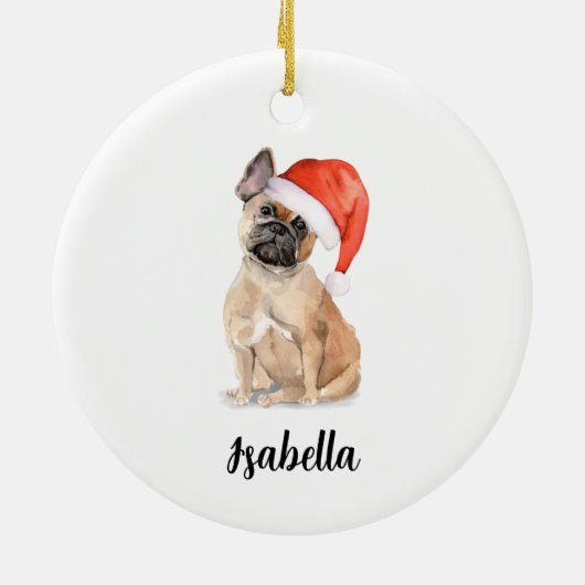 Franse Bulldog Dog Kerstmis Keramisch Ornament (Achterkant)