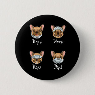 Franse Bulldog Dog Mask Bulldogs Ronde Button 5,7 Cm