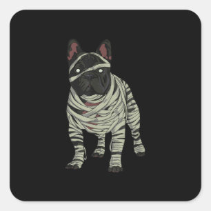 Franse Bulldog Dog Mummy Halloween Gift Vierkante Sticker