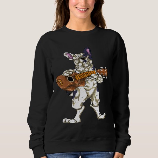 Franse Bulldog Dog muziek gitarist bassist Bass G Trui (Voorkant)