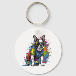 Franse Bulldog Dog Pug voor een Hond eigenaar Fren Sleutelhanger