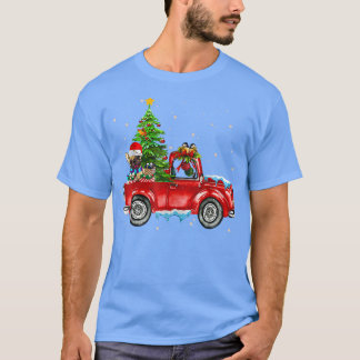 Franse Bulldog Dog Rides Red Truck Funny Xmas Cute T-shirt