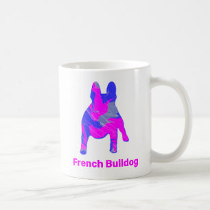 Franse Bulldog Dog roze & Blue Abstract White Koffiemok