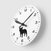 Franse Bulldog Dog Silhouette Black en White Ronde Klok (Hoek)