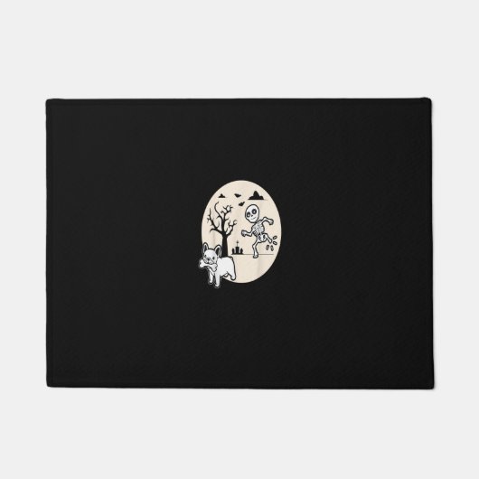 Franse Bulldog Dog Skeleton Bone Halloween Costume Deurmat (Voorkant)