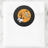 Franse Bulldog Dog Skeleton Bone Halloween Costume Ronde Sticker (Tas)