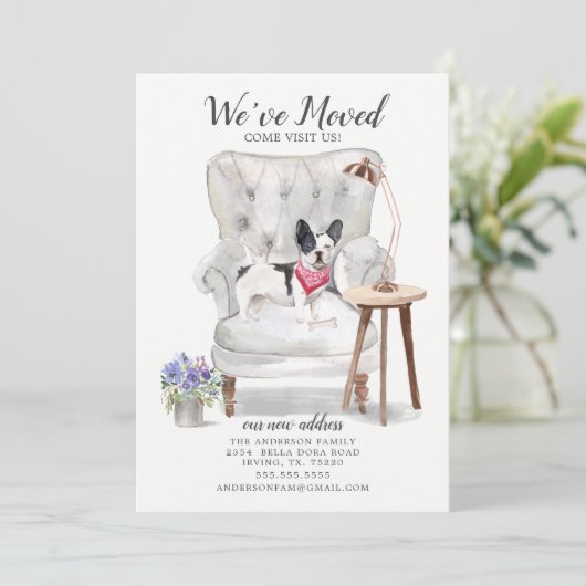 Franse Bulldog Dog We hebben een bewegende aankond Aankondiging (Staand voorkant)