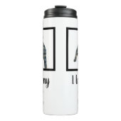 Franse Bulldog Dog Yellow & Blue Grid Silhouette Thermosbeker (Voorkant)