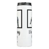 Franse Bulldog Dog Yellow & Blue Grid Silhouette Thermosbeker (Achterkant)