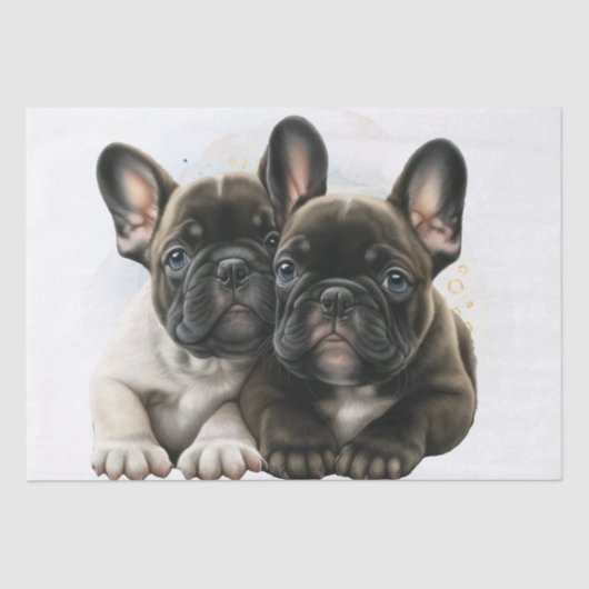 Franse Bulldog Dogs Cute Couple Tissuepapier (Voorkant)