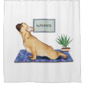 Franse Bulldog Doing Upward Dog Yoga Pose Douchegordijn (Voorkant)