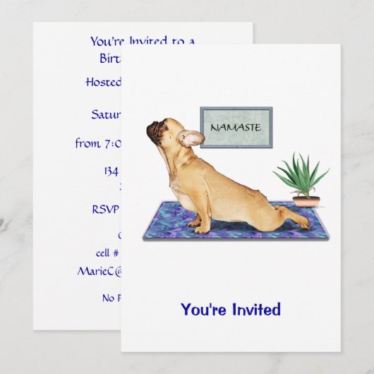 Franse Bulldog Doing Upward Dog Yoga Pose Kaart (Voorkant / Achterkant)