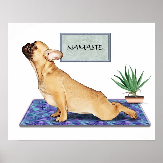 Franse Bulldog Doing Upward Dog Yoga Pose Poster (Voorkant)