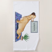 Franse Bulldog Doing Upward Dog Yoga Pose Strandlaken (Voorkant)