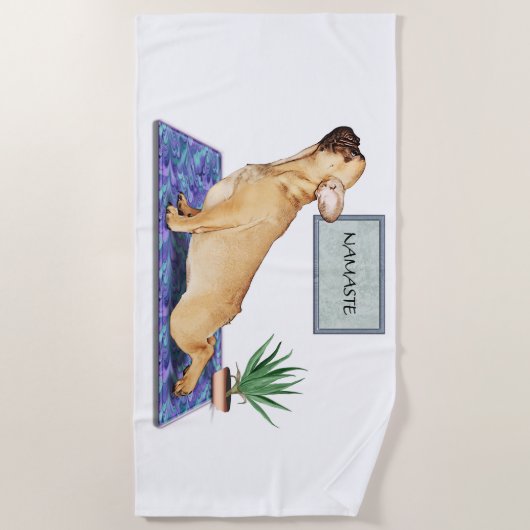 Franse Bulldog Doing Upward Dog Yoga Pose Strandlaken (Voorkant)